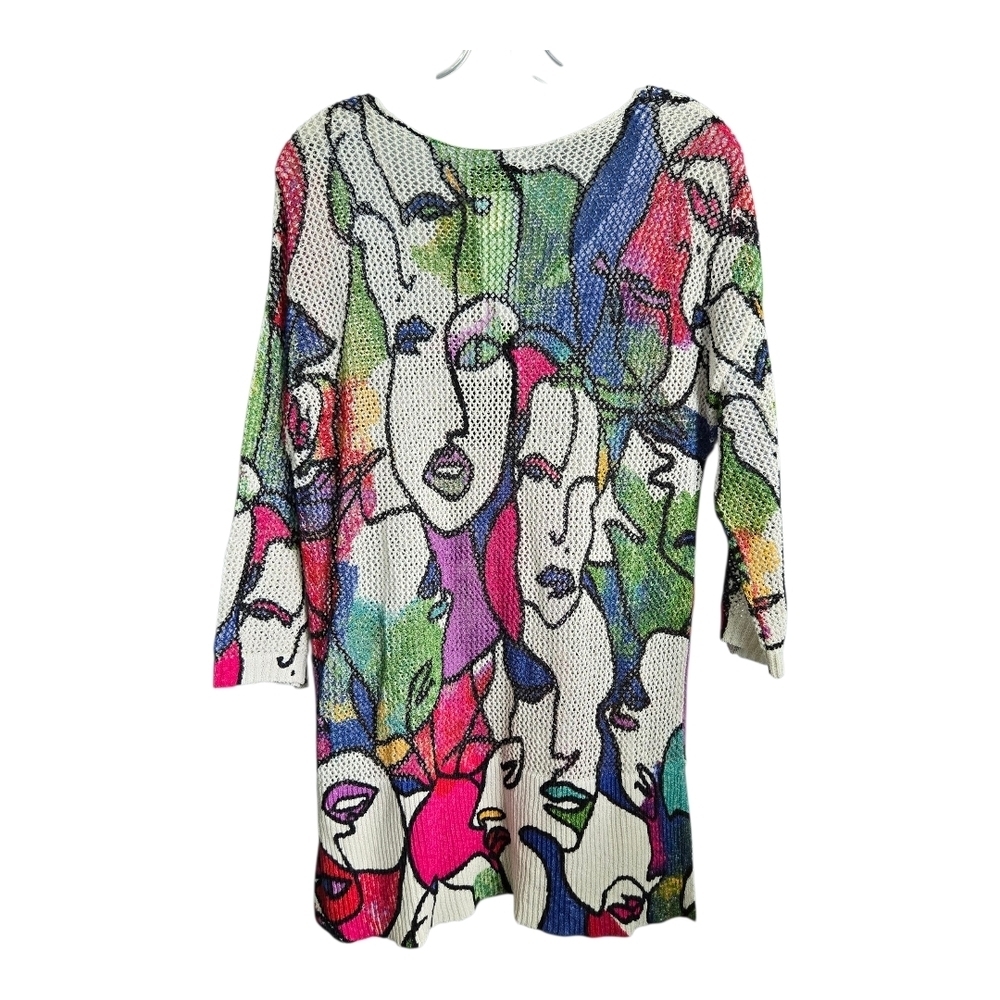 Joseph Ribkoff Pink and Green Artistic Tunic 3/4 Sleeve, Medium - Picture 5 of 8